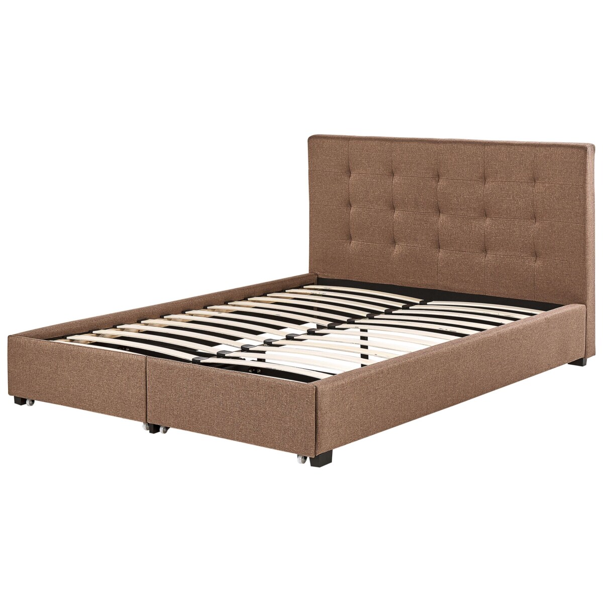 Łóżko z szufladami tapicerowane 180 x 200 cm brązowe LA ROCHELLE