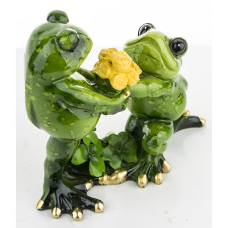 Dekoracja - para zielonych żabek 11x11x4,5 cm RANE z kwiatami PROPOSTA