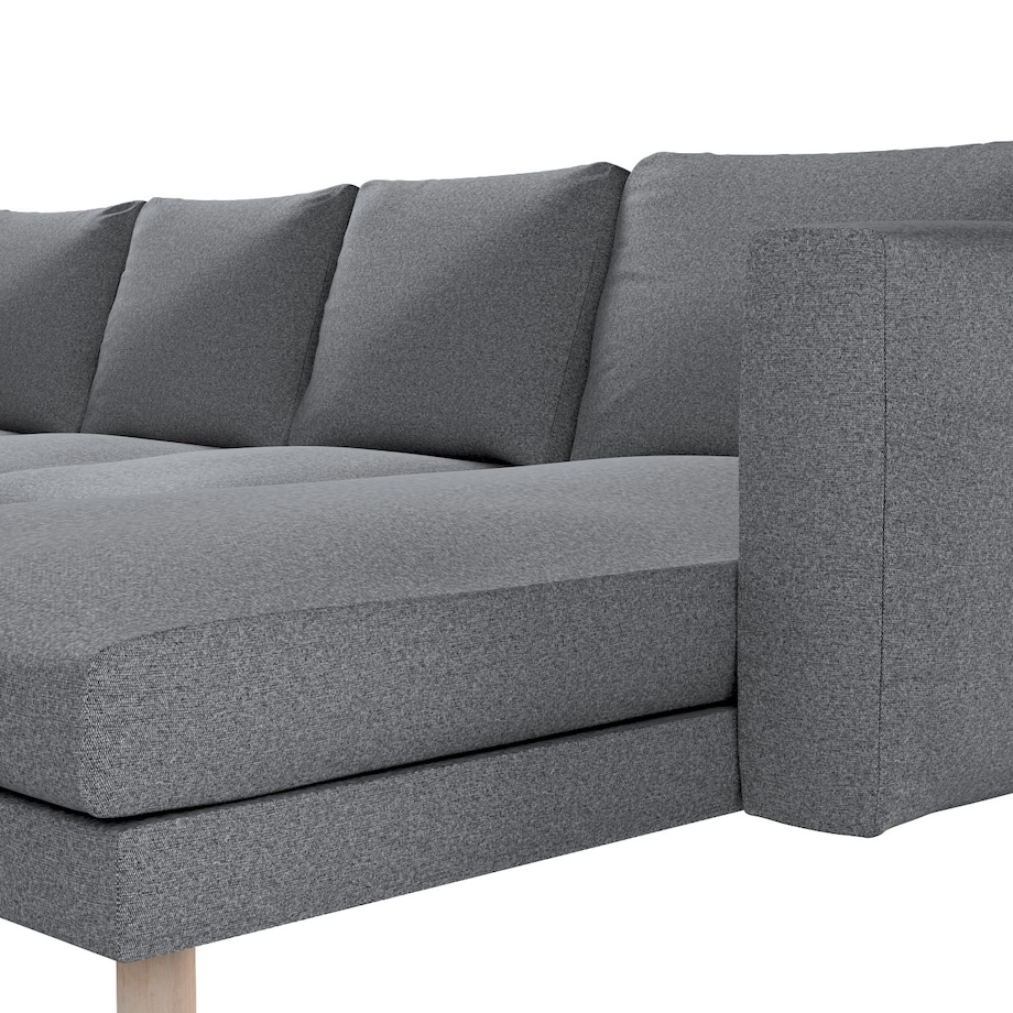 Pokrowiec na sofę Norsborg 4-osobową z szezlongiem, ciemno szary melanż, 291 x 88/157 x 85 cm, Amsterdam