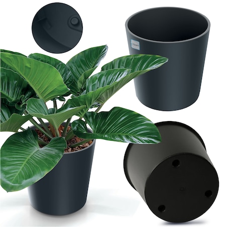 Doniczka Donica Ogrodowa 25 Cm Okrągła Na Taras Do Ogrodu Domu Antracytowa