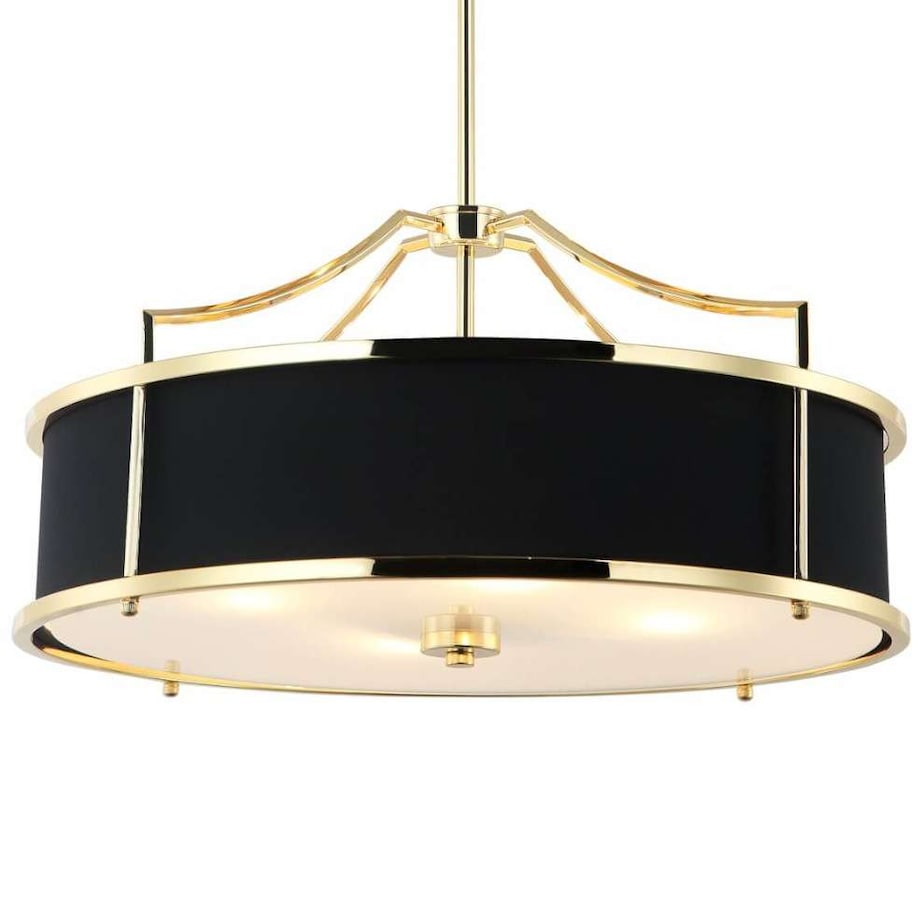 LAMPA wisząca Stanza Gold Nero M Orlicki Design okrągła OPRAWA w stylu klasycznym abażurowa czarna złota