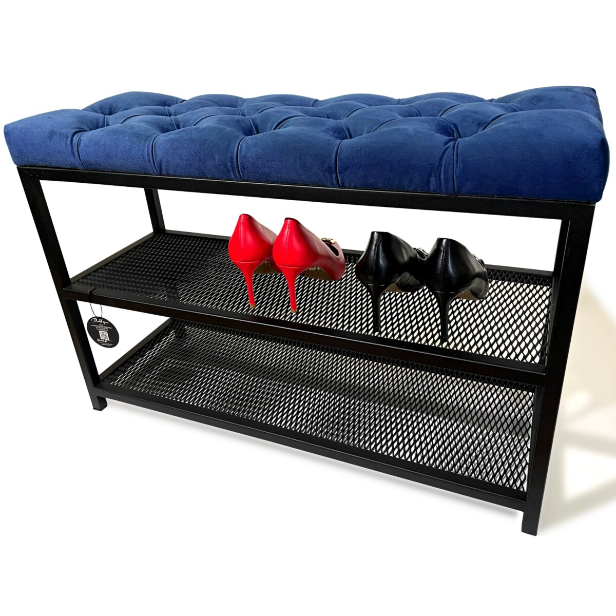 Szafa na buty loftowa siedzisko kolor granatowy 80cm