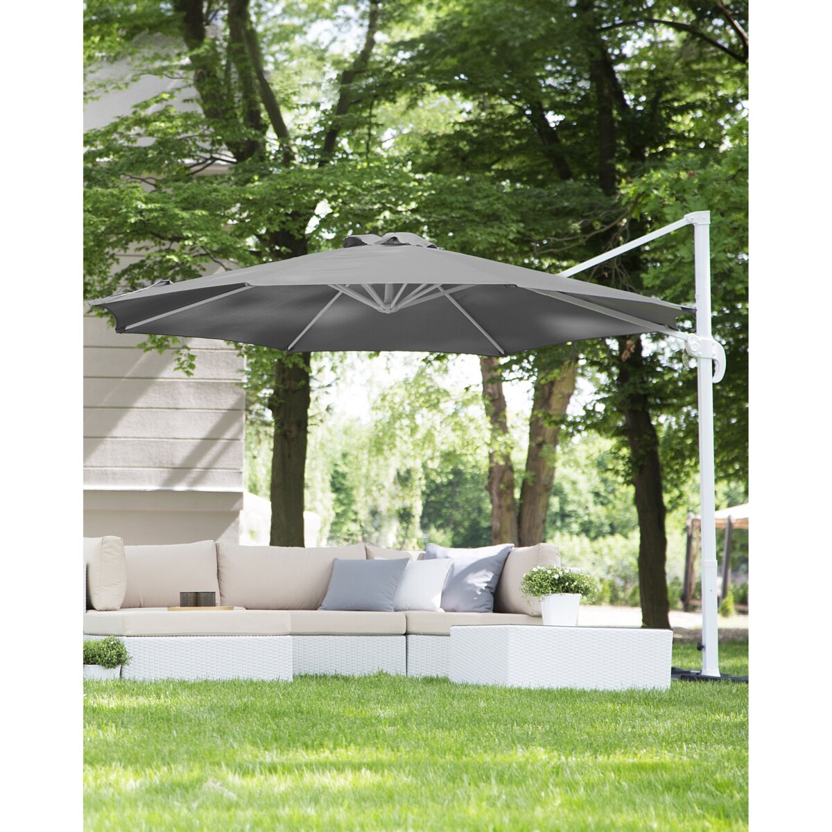 Parasol ogrodowy na wysięgniku 300 cm SAVONA Ciemnoszary Szary