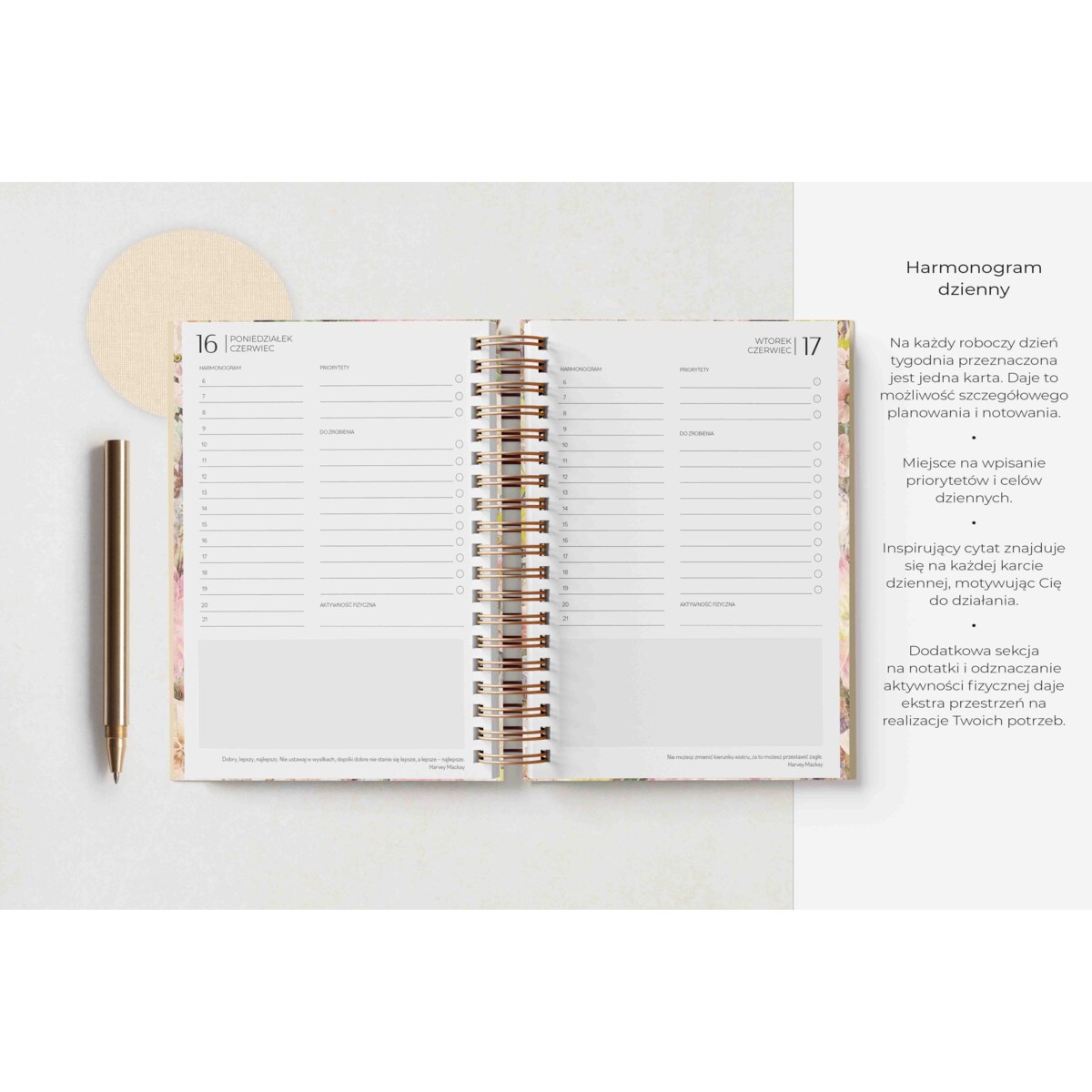 Planner dzienny na spirali 2025 – Arena Silente