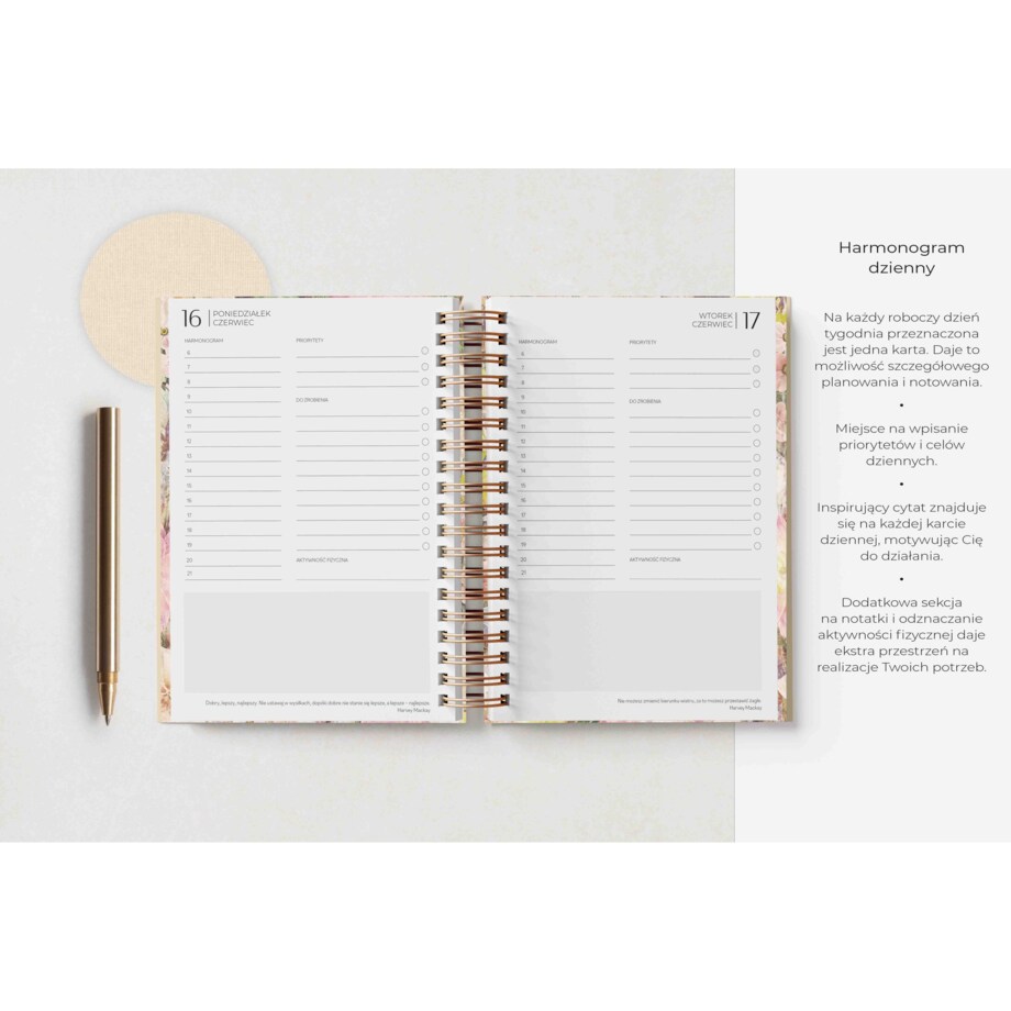 Planner dzienny na spirali 2025 – Arena Silente