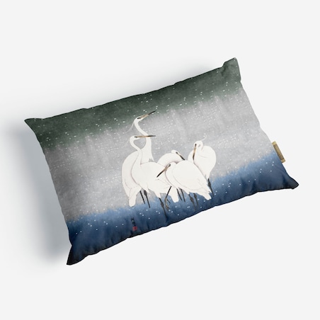 bawełniana poszewka na poduszkę - Białe żurawie 40x60 cm