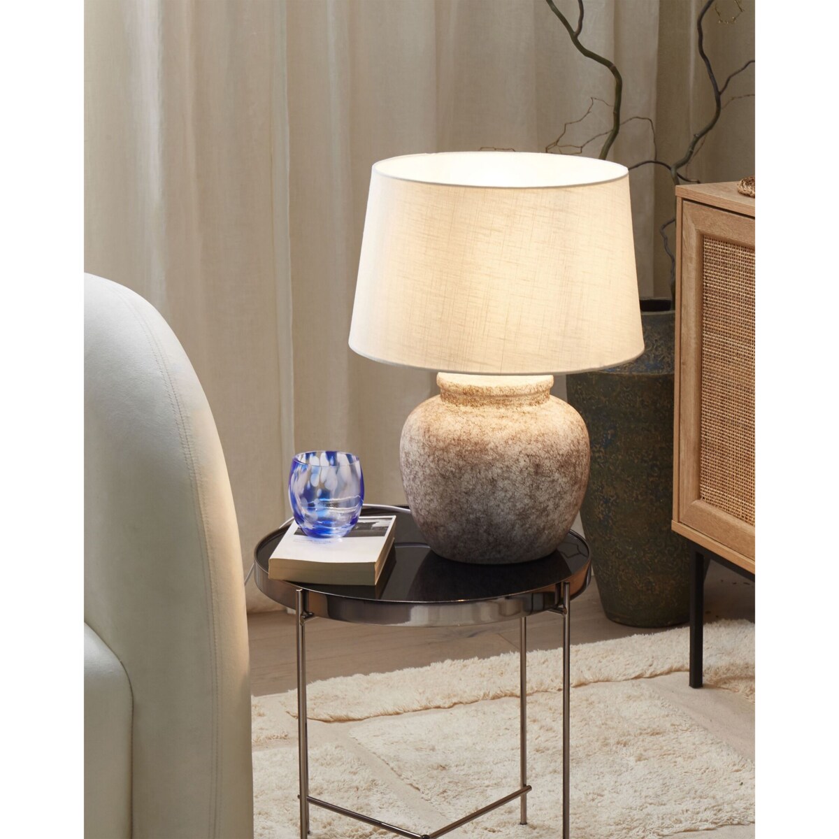 Lampka nocna ceramiczna beżowa MAREB