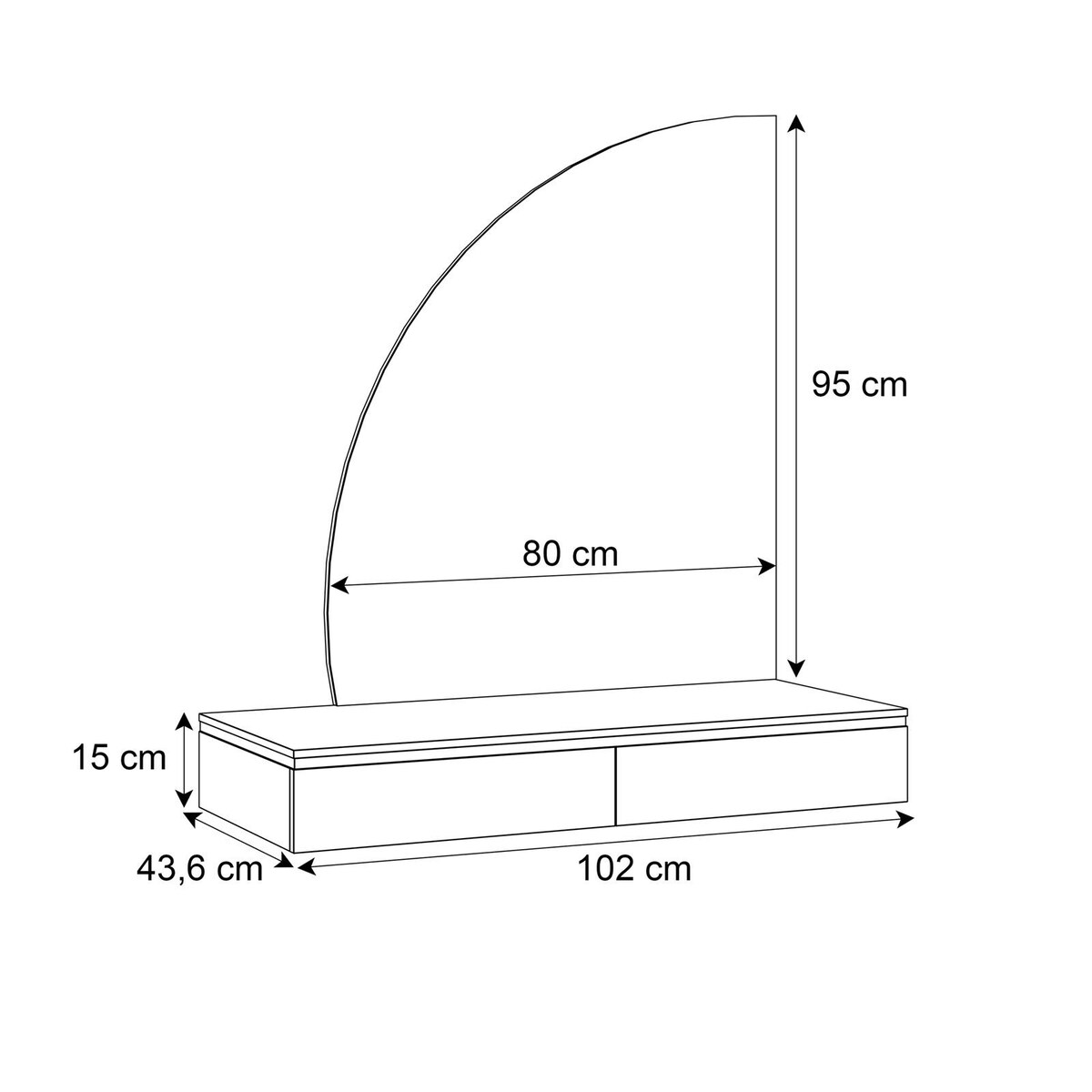 Toaletka AURORA-Q wisząca kaszmir z lustrem lewym