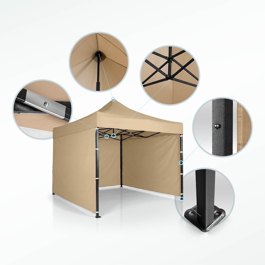 Pawilon ogrodowy Plonos PL-300 altana namiot handlowy imprezowy 3x3x3m 3 ściany beżowy