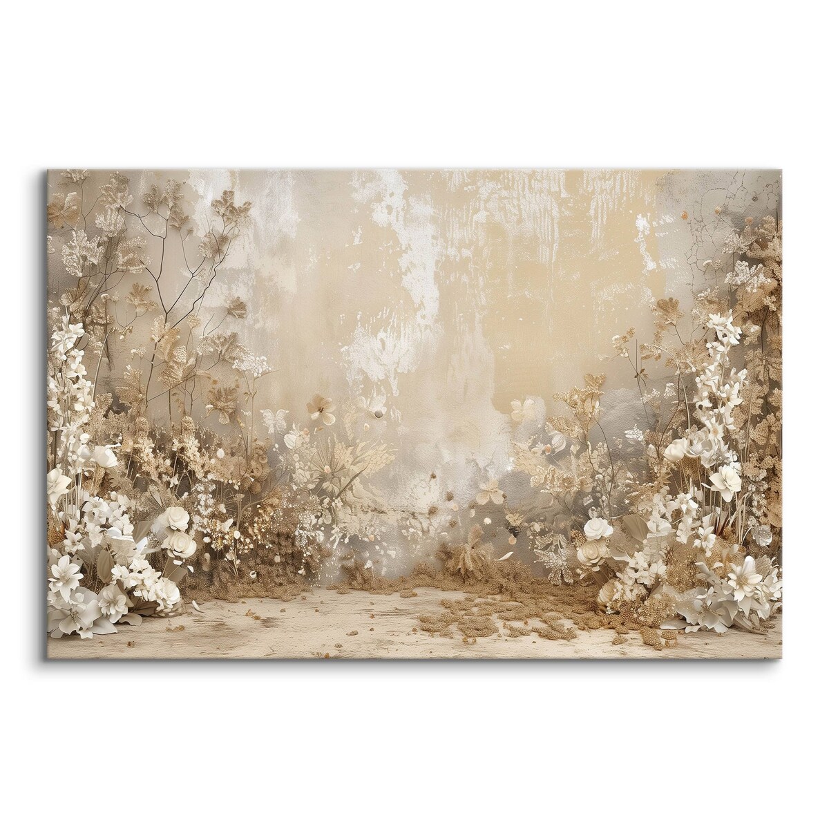 Obraz Ścienny Do Salonu Dzikie Kwiaty Natura Abstrakcja Beton Retro 70x50cm