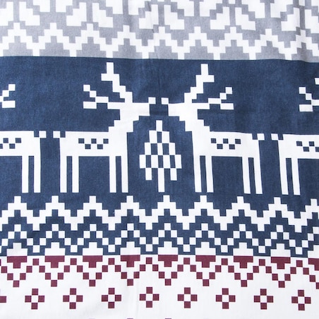 Pościel flanelowa 160x200 Arvena bordowa w renifery i kratkę, Flanelove