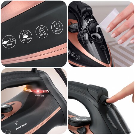 Żelazko parowe 3000W ceramiczna powłoka praca w pionie Berdsen 333200