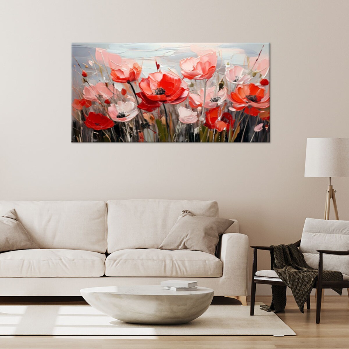 Feeby Obraz, Makowe pole Kwiaty 80x40