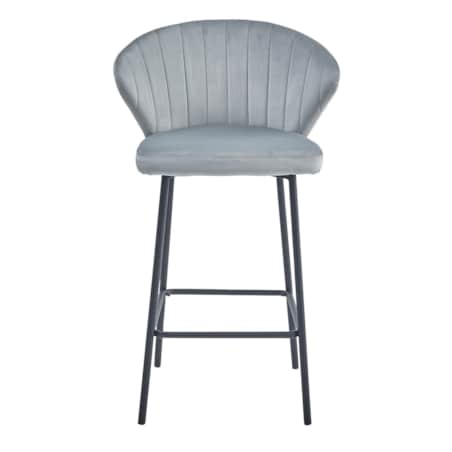 Hoker Do Jadalni Kuchni Baru Wysoki Gatta - Aksamit Srebrno-Szary / Nogi Czarne X 4