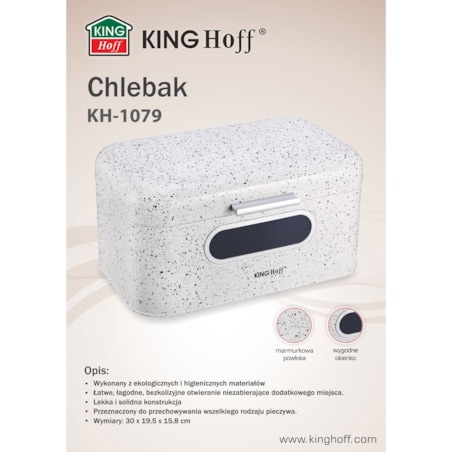 Chlebak stalowy marmurek biały KINGHOFF