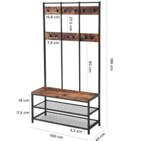 Wieszak industrialny na ubrania buty stojak loft garderoba szafa siedzisko