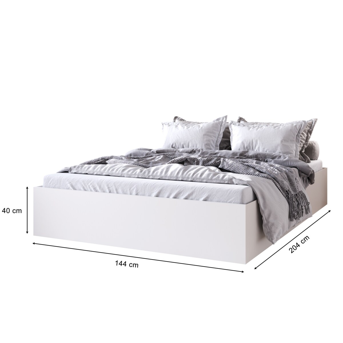Łóżko sypialniane z materacem MOND 140x200 - białe
