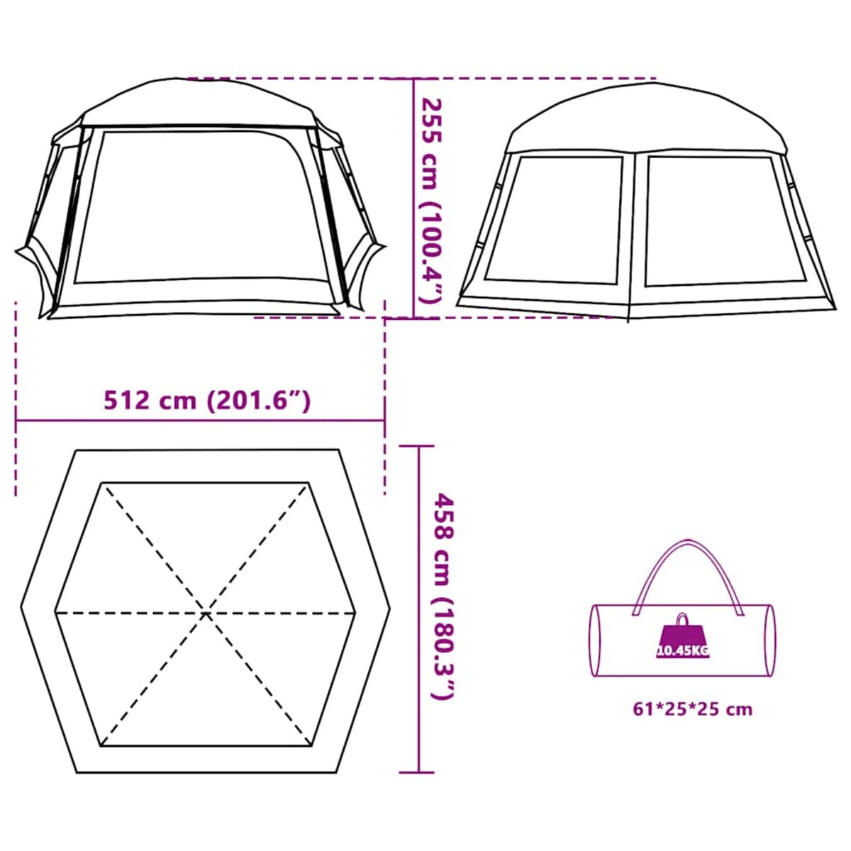 vidaXL Namiot basenowy z odpinanym tropikiem i ścianami z siatki