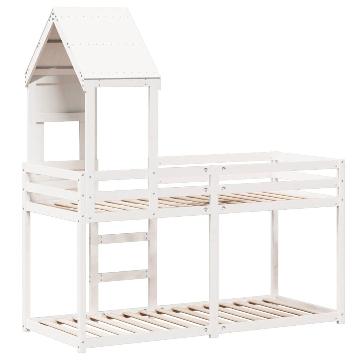 vidaXL Łóżko z piętrem i daszkiem, białe, 90x190 cm, drewno sosnowe