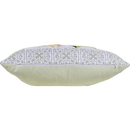 Poszewka dekoracyjna 43x43 biała, w zielony ornament i cytryny, Darymex