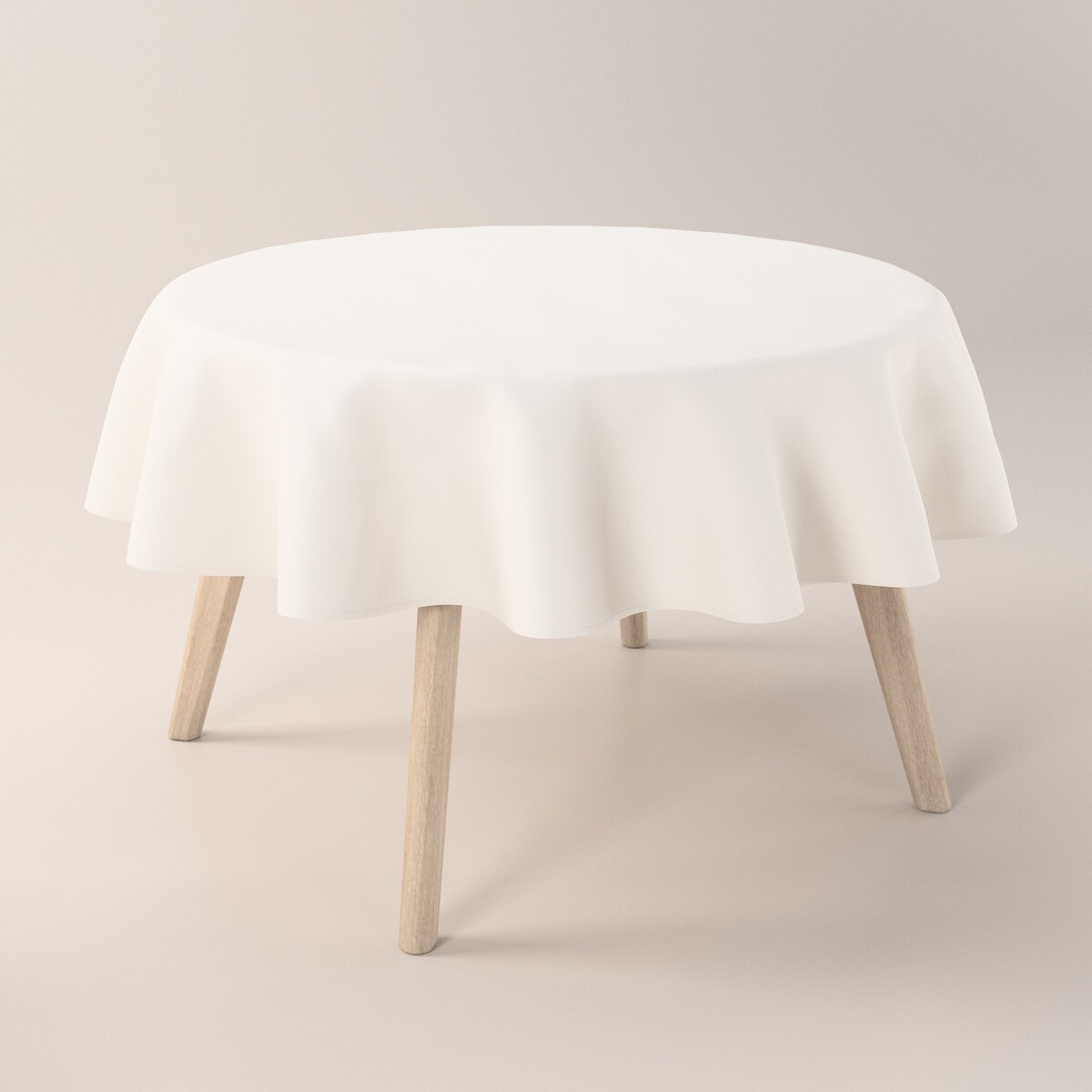 Obrus okrągły 130 x 130 cm satynowa biel