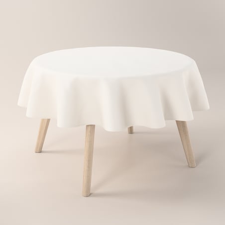 Obrus okrągły 130 x 130 cm satynowa biel