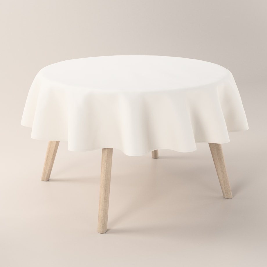 Obrus okrągły 130 x 130 cm satynowa biel