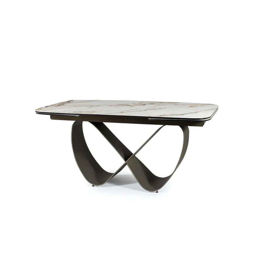 Stół rozkładany INFINITY CERAMIC 160(240)x95 biały/brązowy