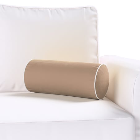 Poduszka wałek prosty z lamówką, beżowy, Ø16 x 40 cm, Velvet