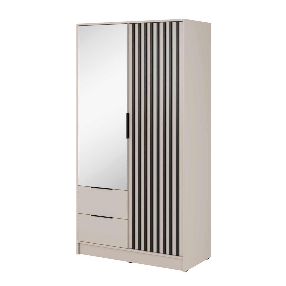 Szafa KELLY z lamelami i lustrem 105 cm - kaszmir