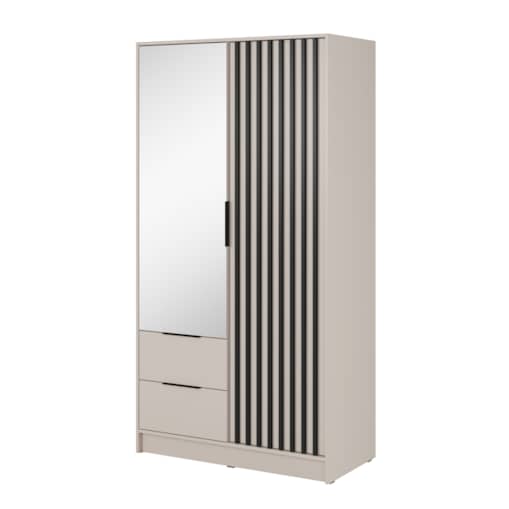 Szafa KELLY z lamelami i lustrem 105 cm - kaszmir