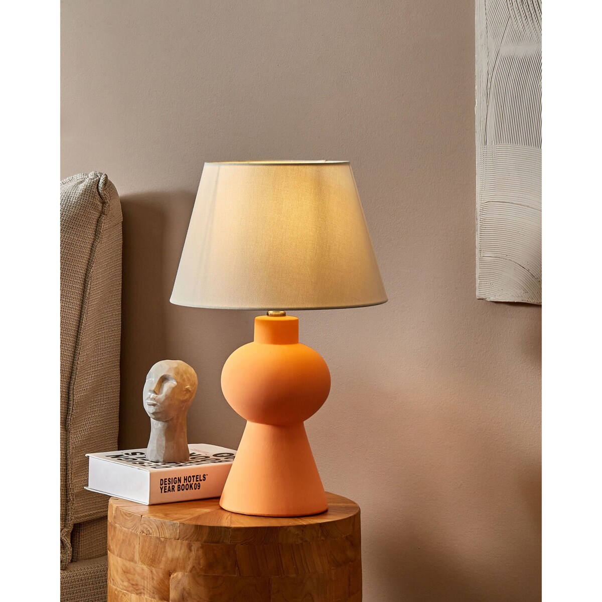 Lampa stołowa ceramiczna pomarańczowa FABILOS