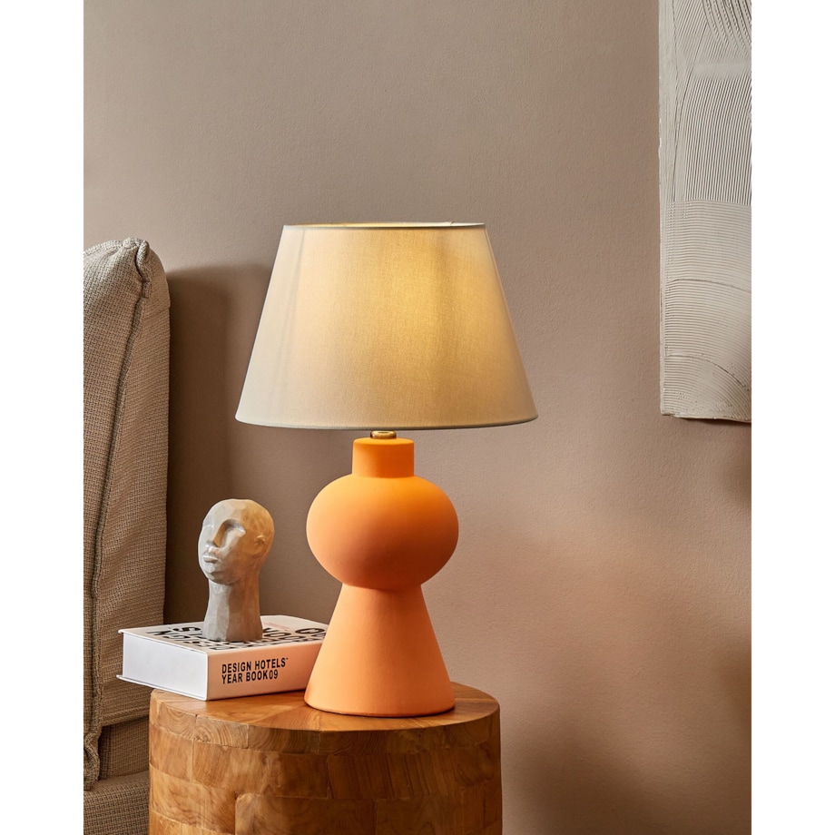 Lampa stołowa ceramiczna pomarańczowa FABILOS