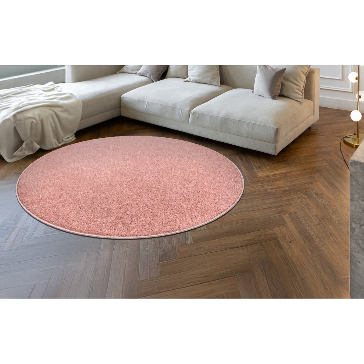 Dywan ETON PLUS koło pudrowy róż koło 133 cm