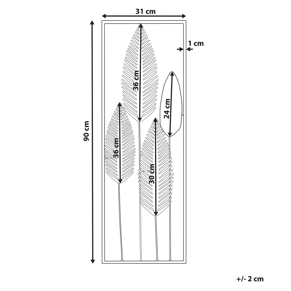 Dekoracja ścienna Liść NIOBIUM Metal 90 cm Srebrny