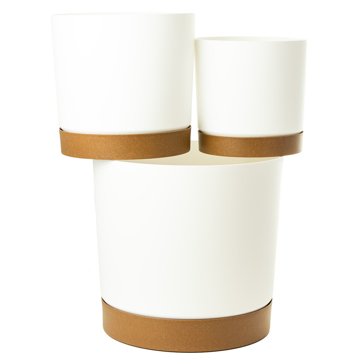 Doniczka Ogrodowa 29,2Cm Z Podstawką Do Domu Donica Plastikowa Gładka Biała