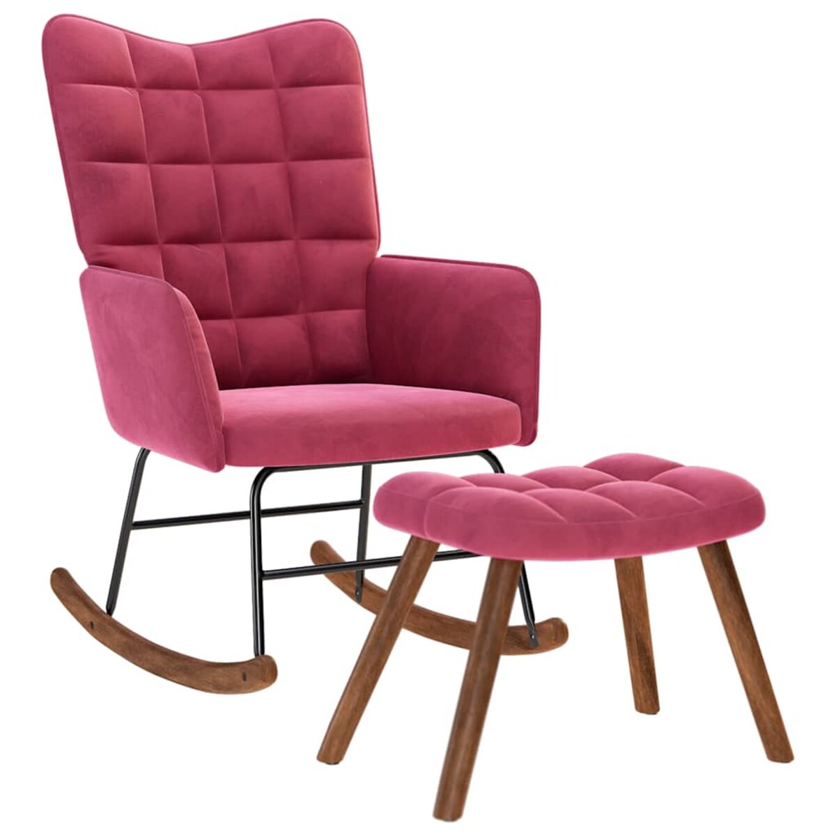 vidaXL Fotel bujany ze stołkiem w kolorze czerwonego wina aksamitu