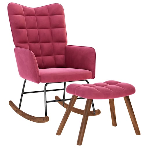 vidaXL Fotel bujany ze stołkiem w kolorze czerwonego wina aksamitu