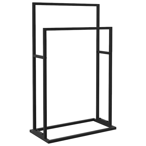 vidaXL Wolnostojący wieszak na ręcznik, czarny, 48x24x78,5 cm, żelazny