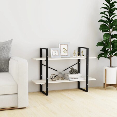 vidaXL Regał na książki, 2 półki, biały, 100x30x70 cm, drewno sosnowe