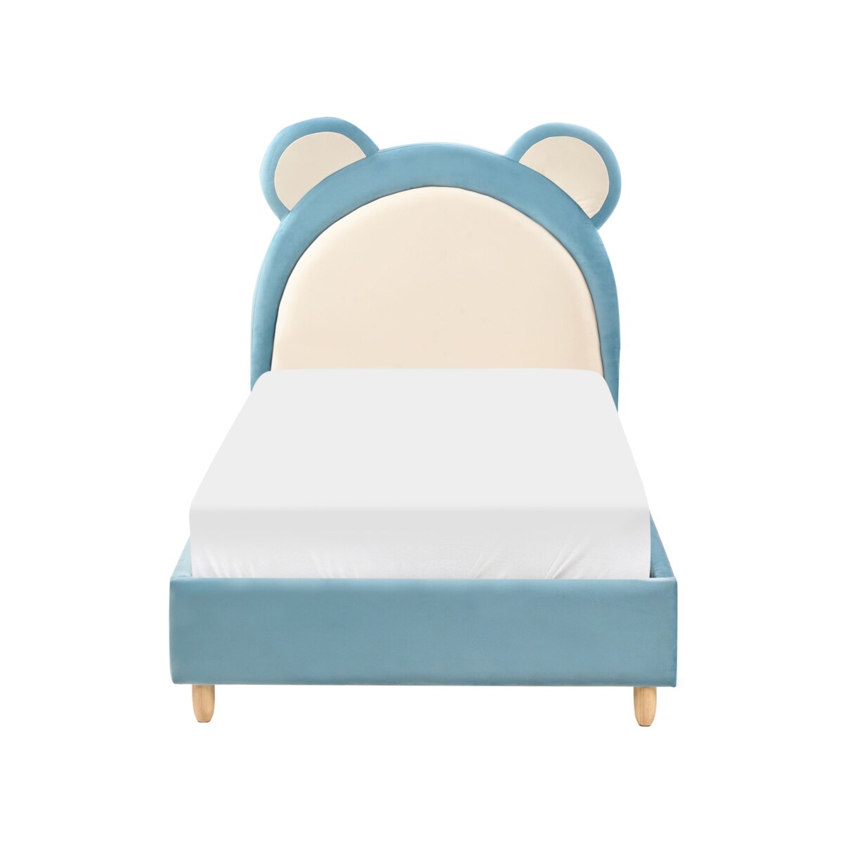 Łóżko dziecięce Miś Welur MAILLES 90 x 200 cm Niebieski