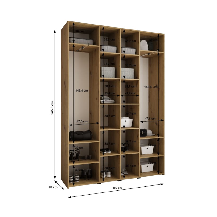 Szafa czterodrzwiowa Como 3 190 gł.40 kaszmir+złoty