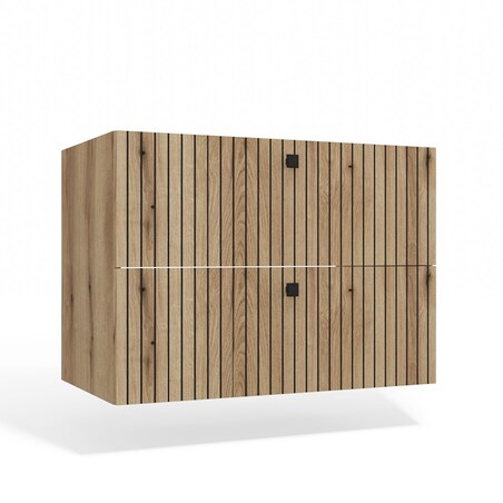 SZAFKA POD UMYWALKĘ TIGO 80 2S DĄB EVOKE 2 SZUFLADY RYFLOWANY FRONT WISZĄCA