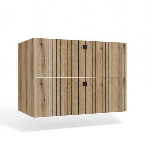 SZAFKA POD UMYWALKĘ TIGO 80 2S DĄB EVOKE 2 SZUFLADY RYFLOWANY FRONT WISZĄCA