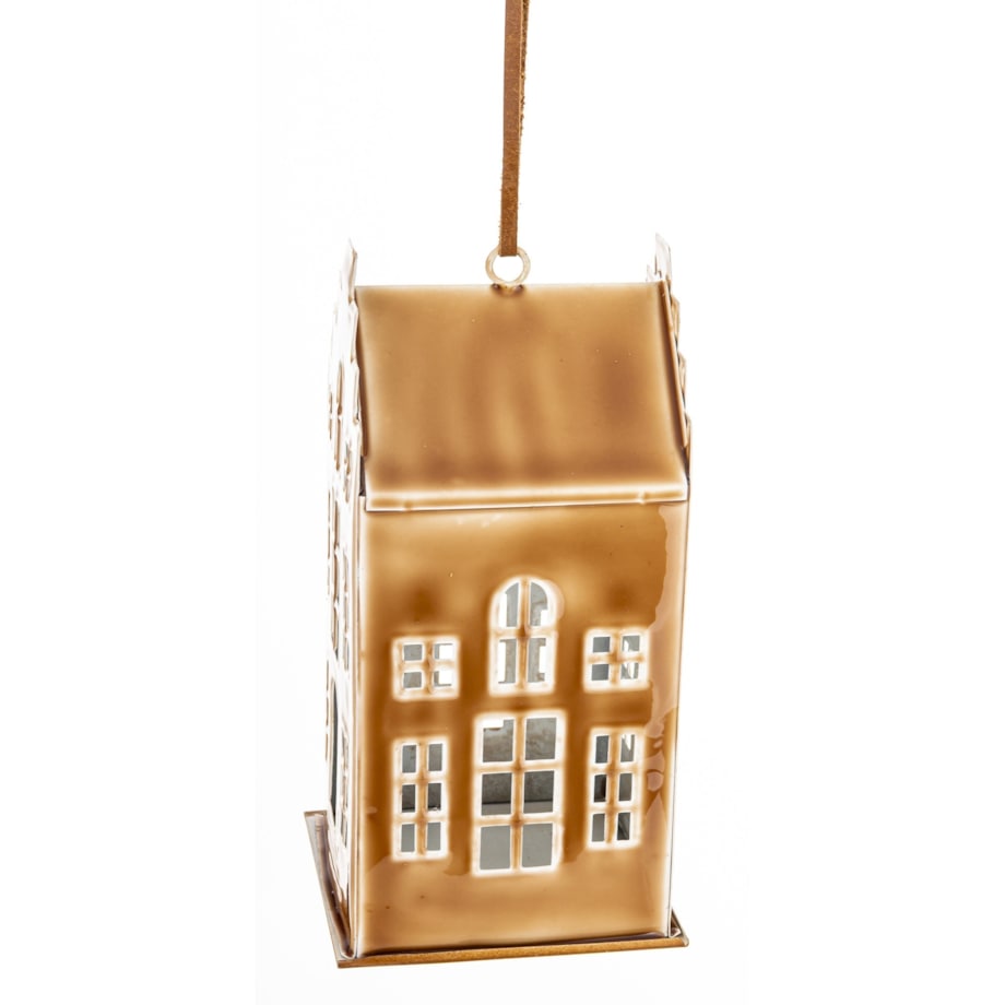 Dekoracja - domek metalowy kawowy 19x9x9,5 cm KOFFIE