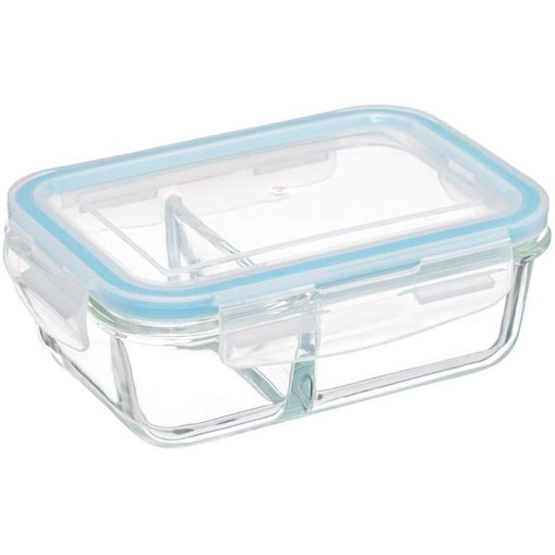 Pojemnik na lunch szklany, 2-komorowy, 700 ml, CLIP, kolor przezroczysty