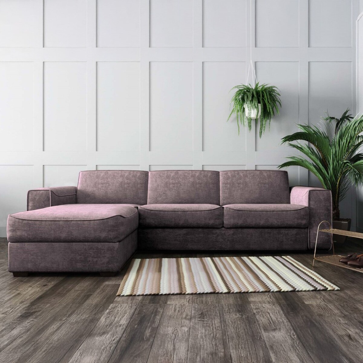 Sofa narożna rozkładana Munro - wrzosowa