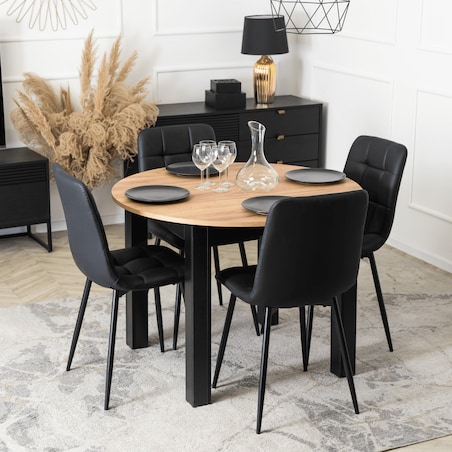 Krzesło Tapicerowane Kuchenne Do Jadalni Kuchni Salonu Loft Czarne DALVIN