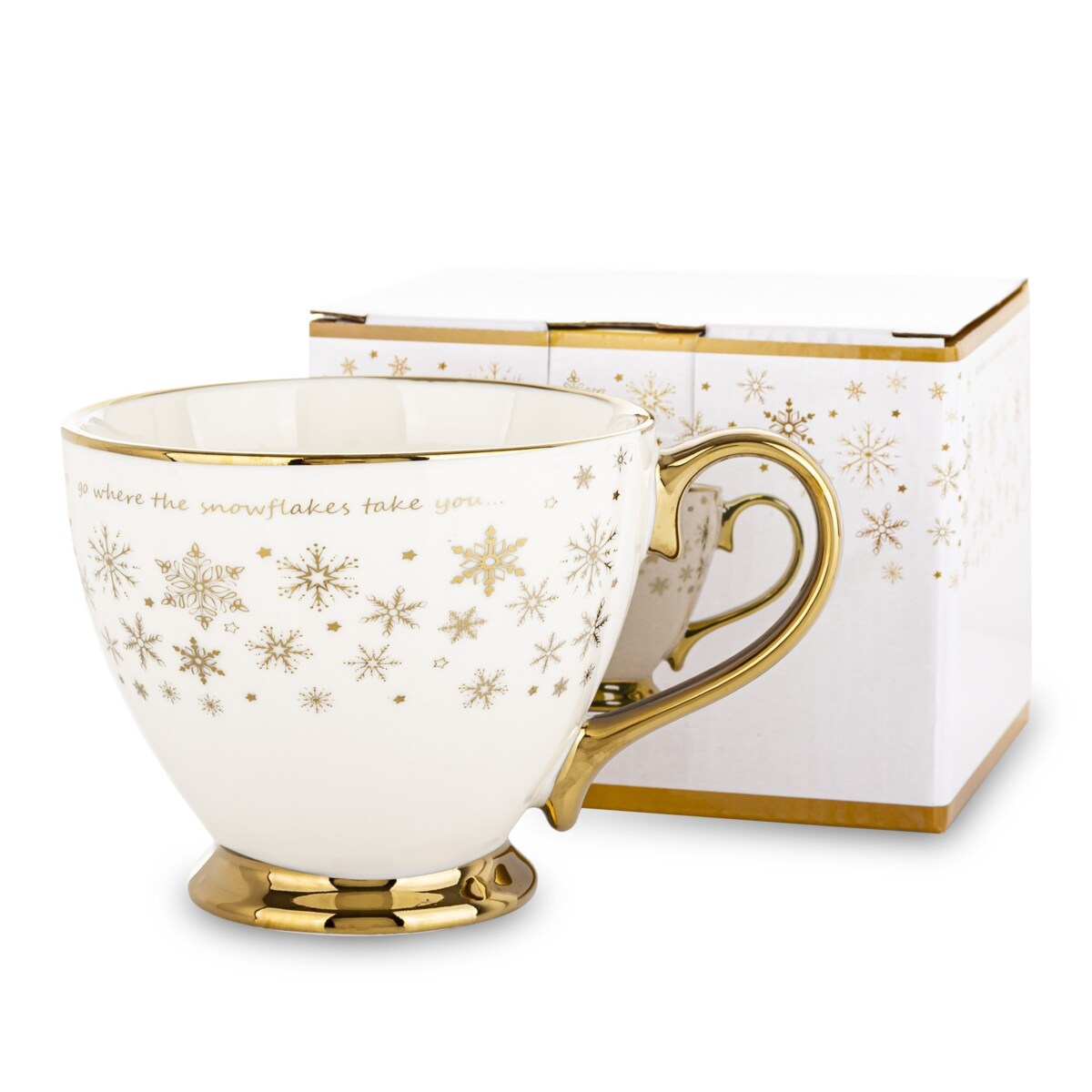 Kubek-filiżanka porcelanowa 380 ml biało-złota