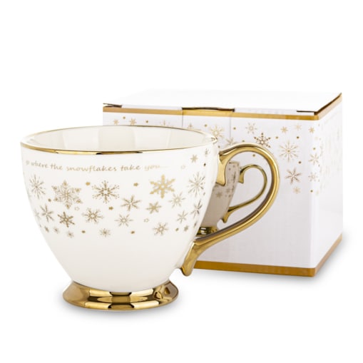 Kubek-filiżanka porcelanowa 380 ml biało-złota